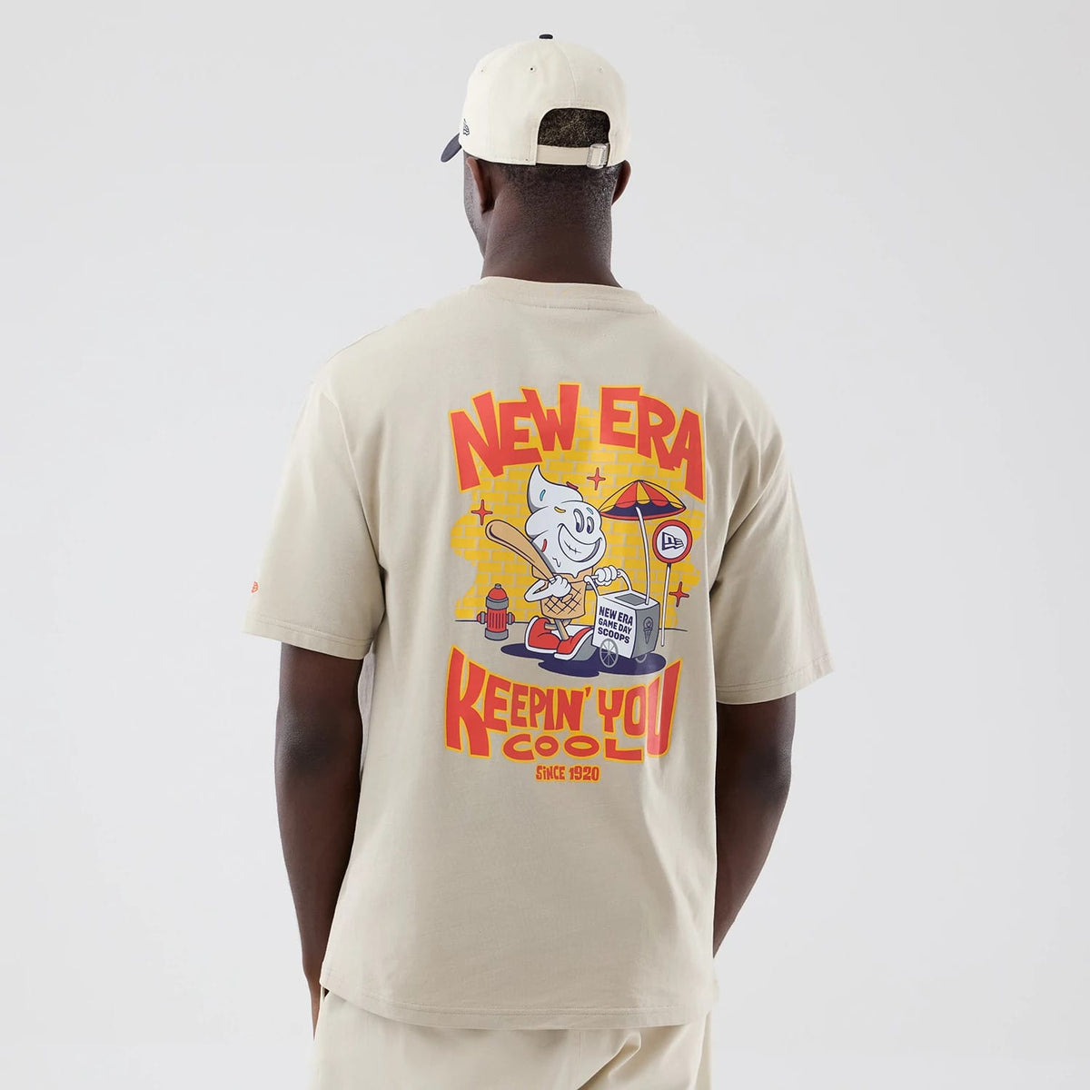 New Era Food Graphic Light Beige Oversized T-Shirt-klyvox