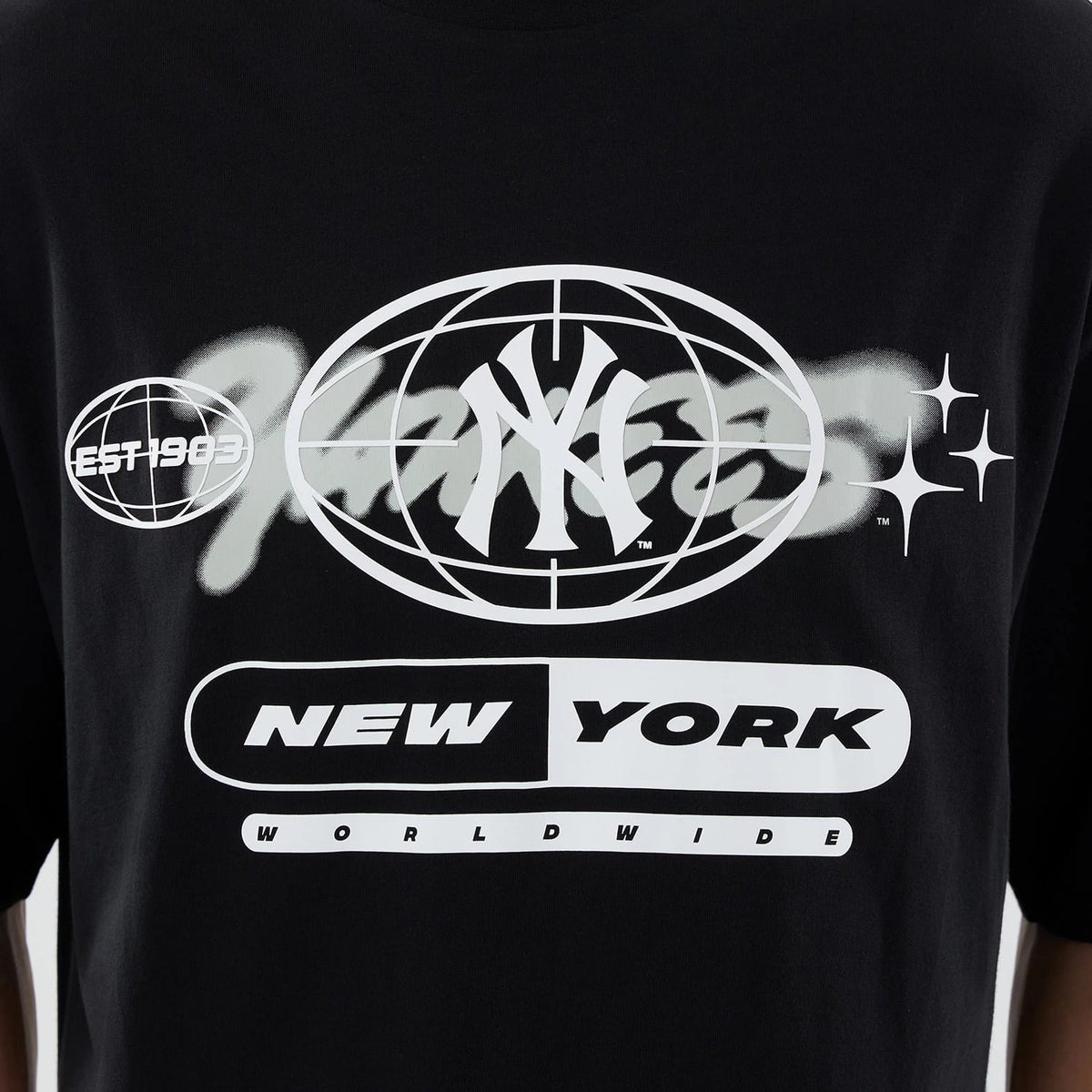 New York Yankees MLB Logo Graphic Black Oversized T-Shirt-klyvox