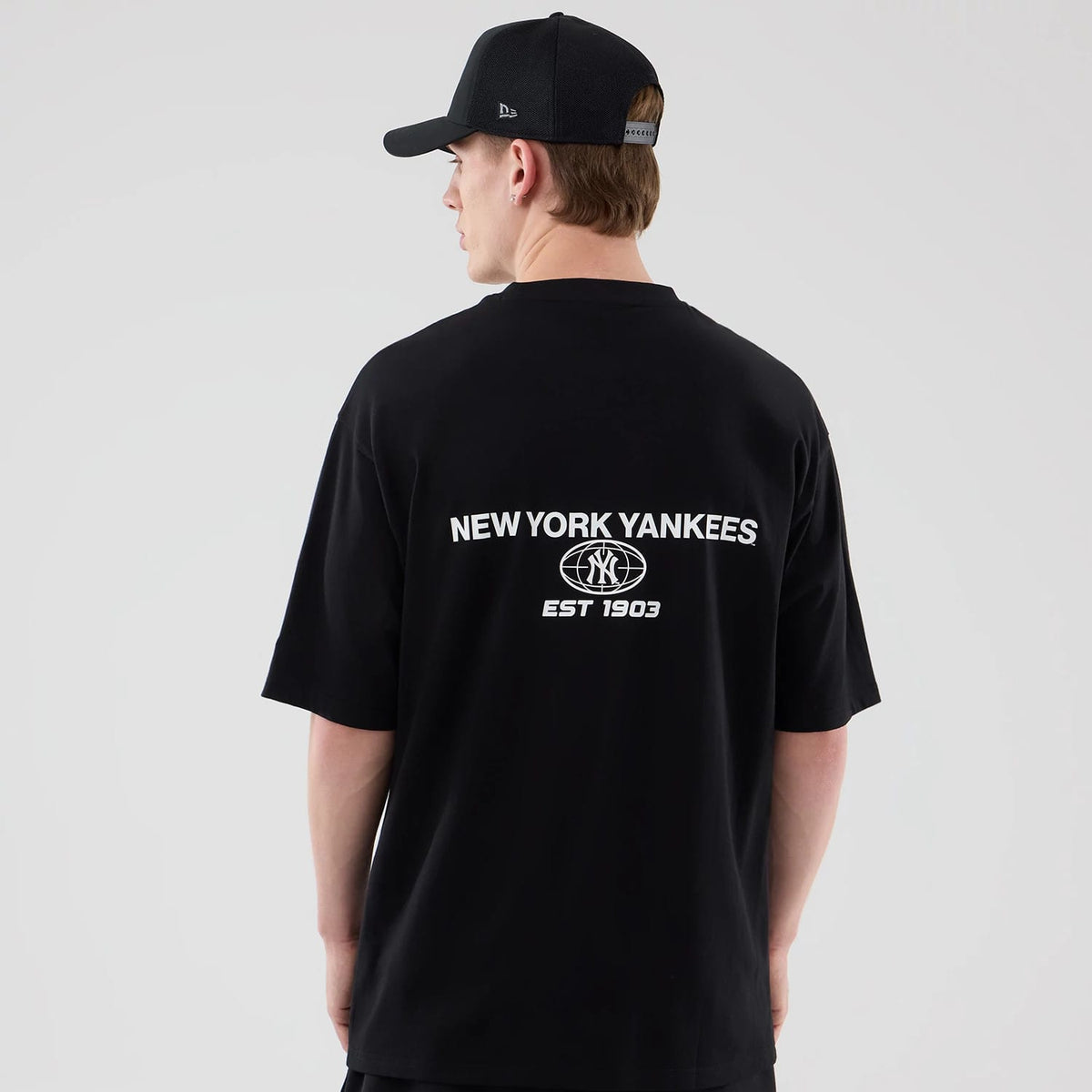 New York Yankees MLB Logo Graphic Black Oversized T-Shirt-klyvox
