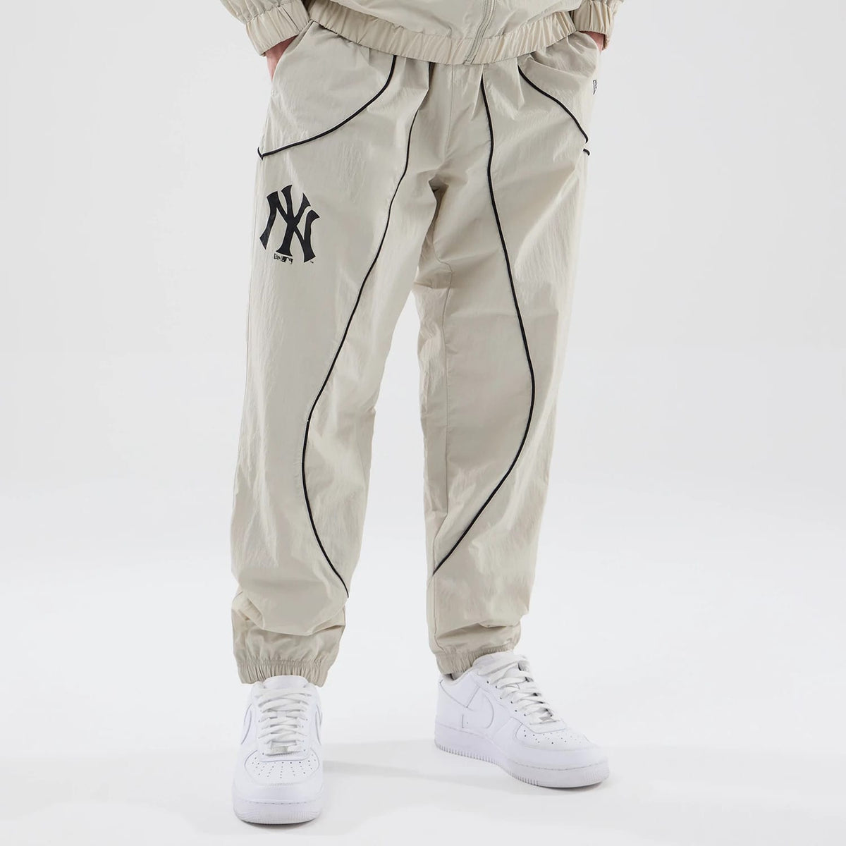 New York Yankees MLB Piping Track Cream Track Pants-klyvox