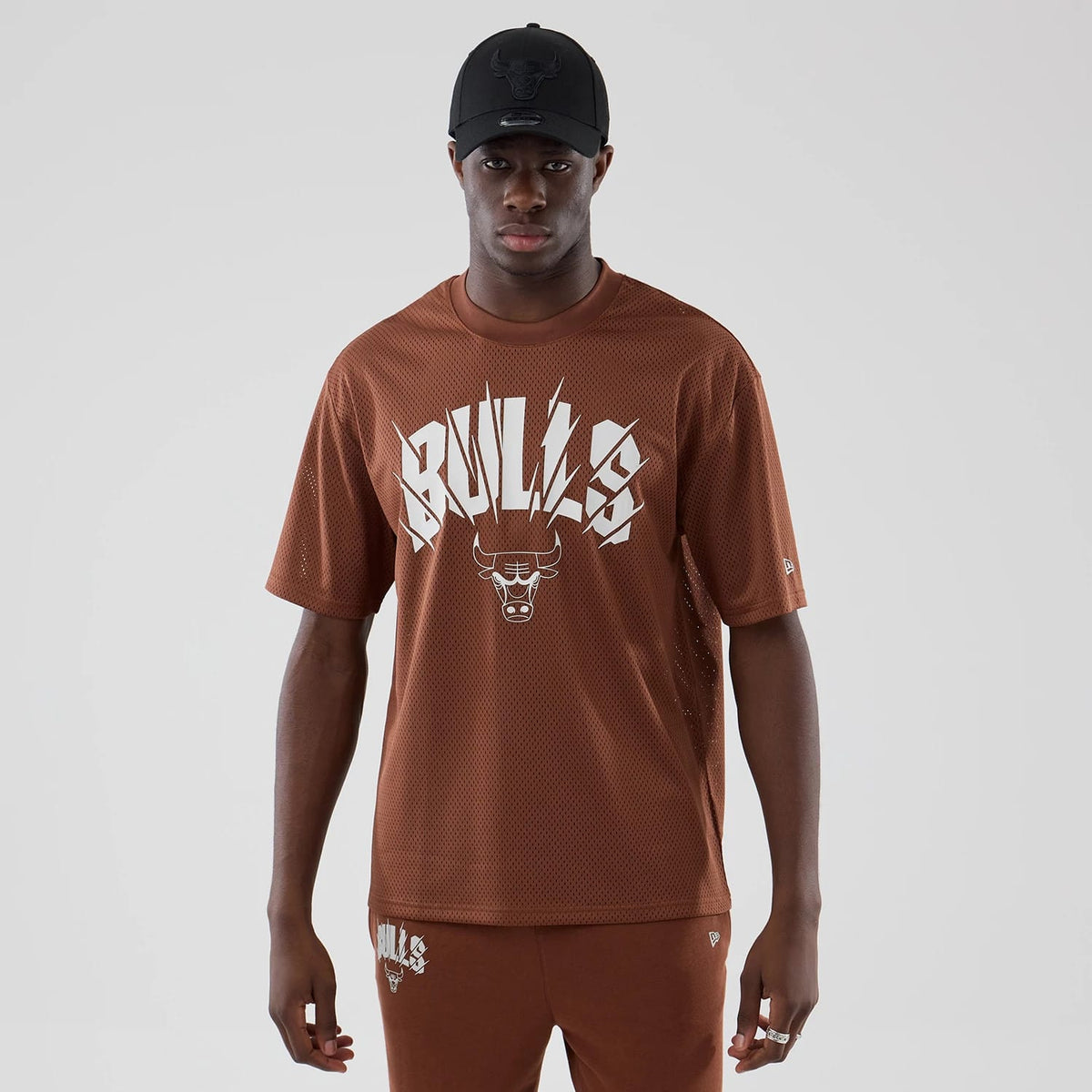 Chicago Bulls NBA Core Plus Mesh Brown Oversized T-Shirt-klyvox