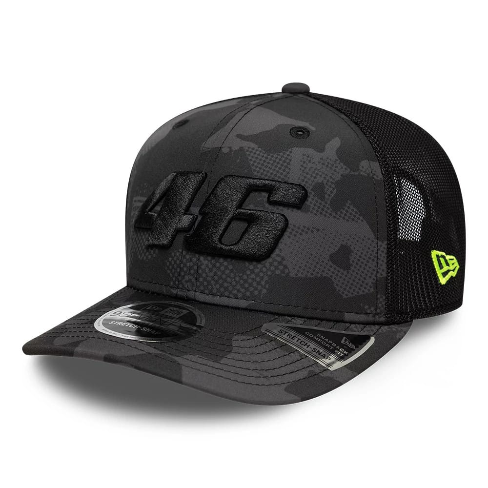 VR46 Camo Black 9SEVENTY Stretch Snap Adjustable Cap-klyvox
