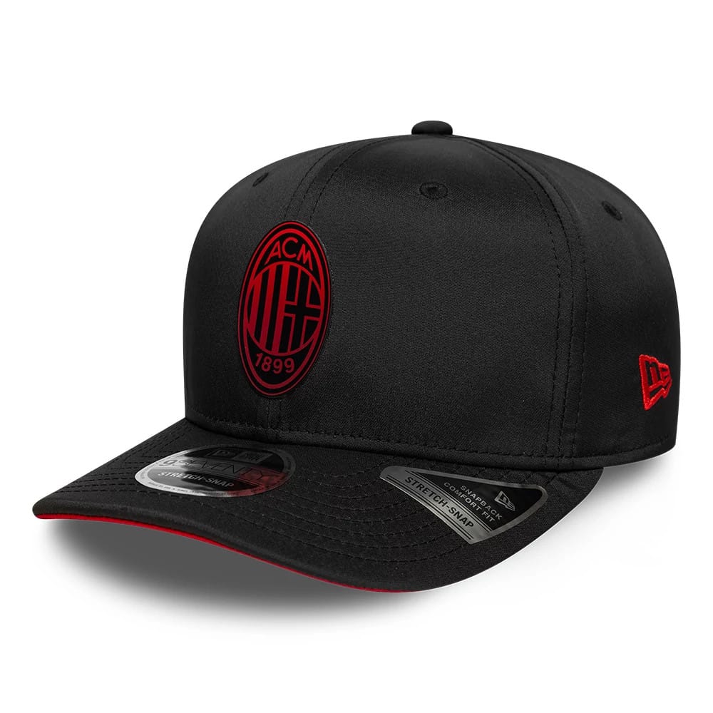 AC Milan Featherweight Poly Black 9SEVENTY Stretch Snap Adjustable Cap-klyvox