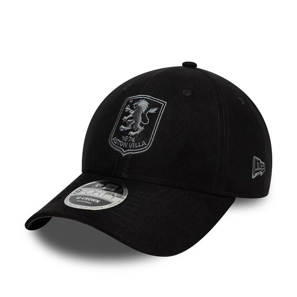 Aston Villa FC Faux Suede Black 9FORTY M-Crown Adjustable Cap-klyvox