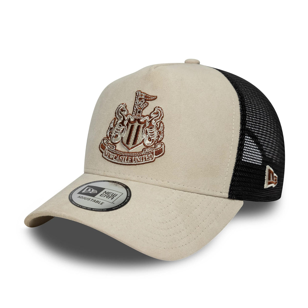 Newcastle United FC Faux Suede Cream 9FORTY E-Frame Trucker Adjustable Cap-klyvox