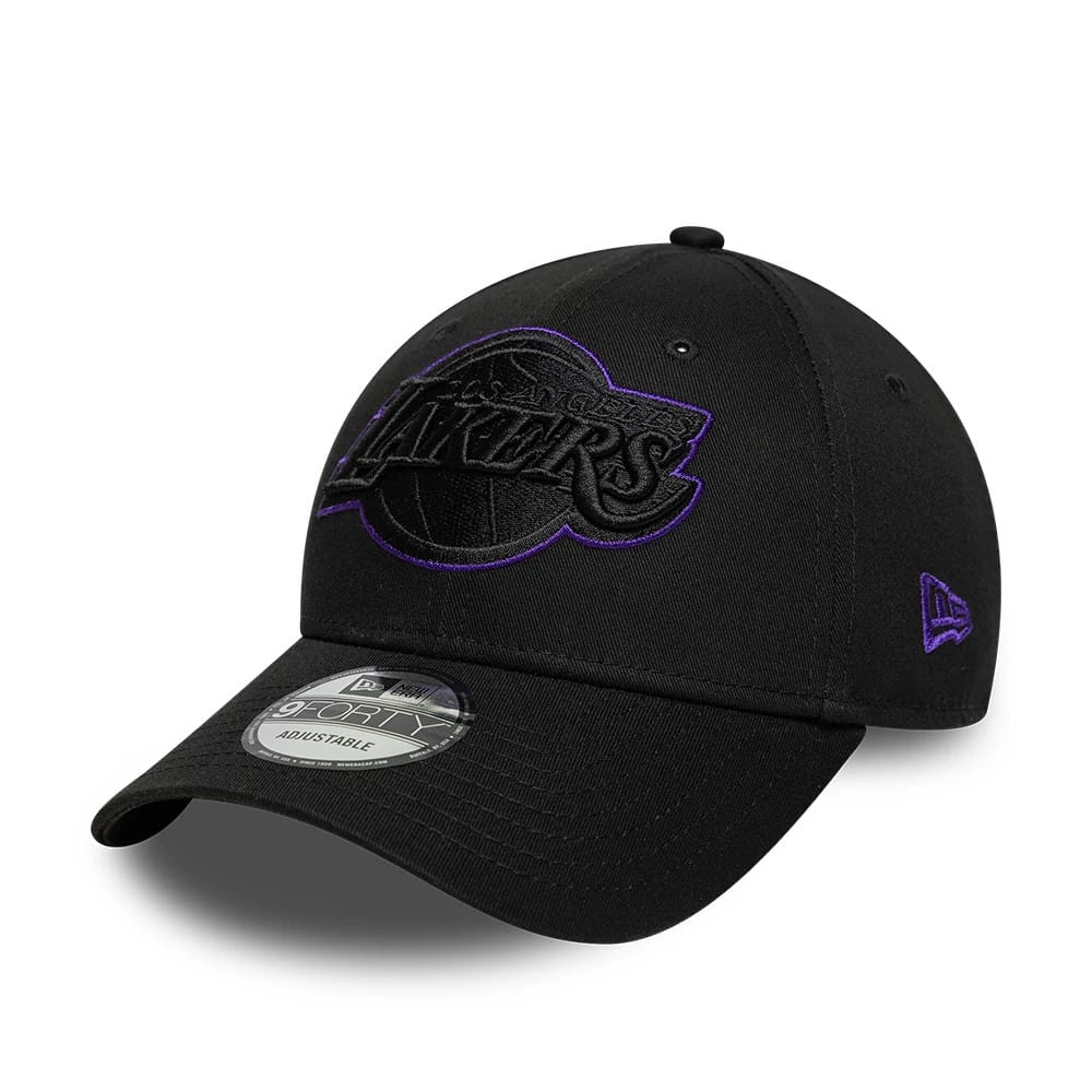 LA Lakers NBA Outline Black 9FORTY Adjustable Cap-klyvox