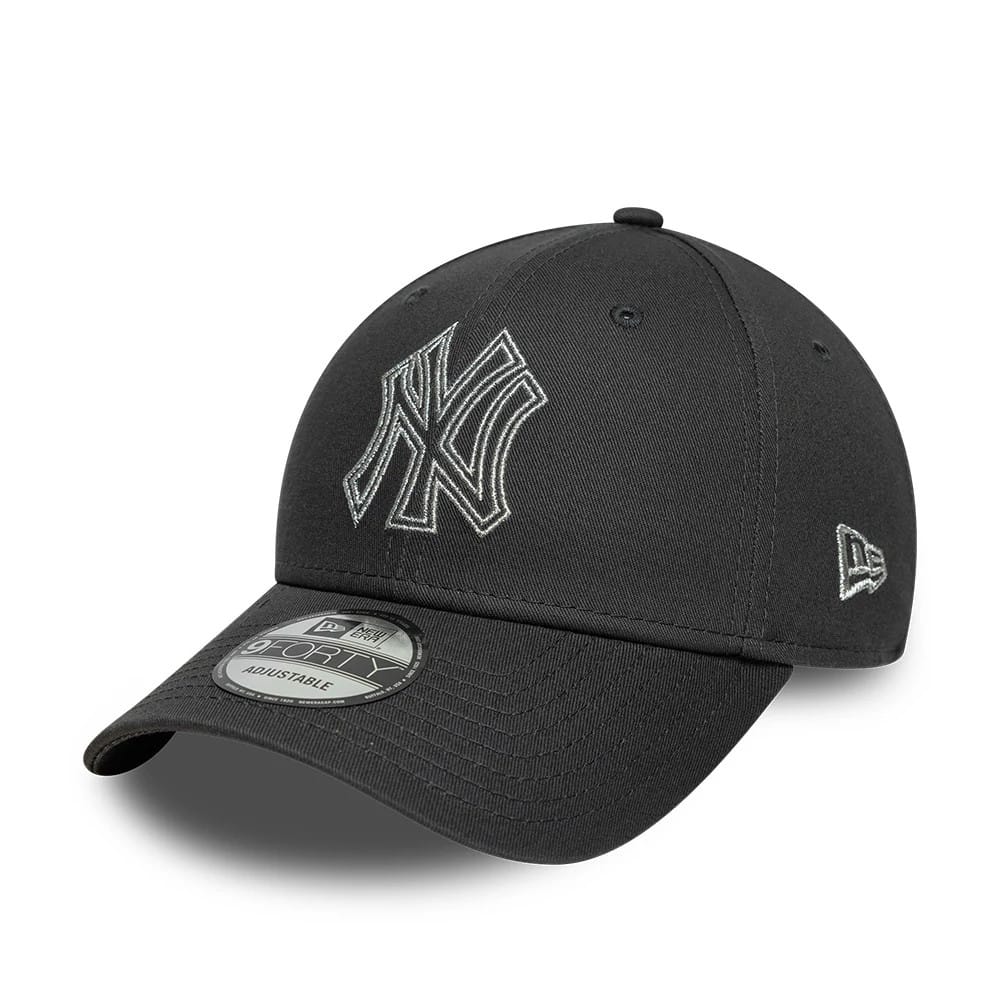 New York Yankees MLB Metallic Outline Charcoal 9FORTY Adjustable Cap-klyvox