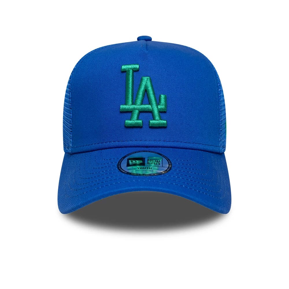 Dodgers Youth MLB League Essential Bright Blue 9FORTY A-Frame Trucker Adjustable Cap-klyvox
