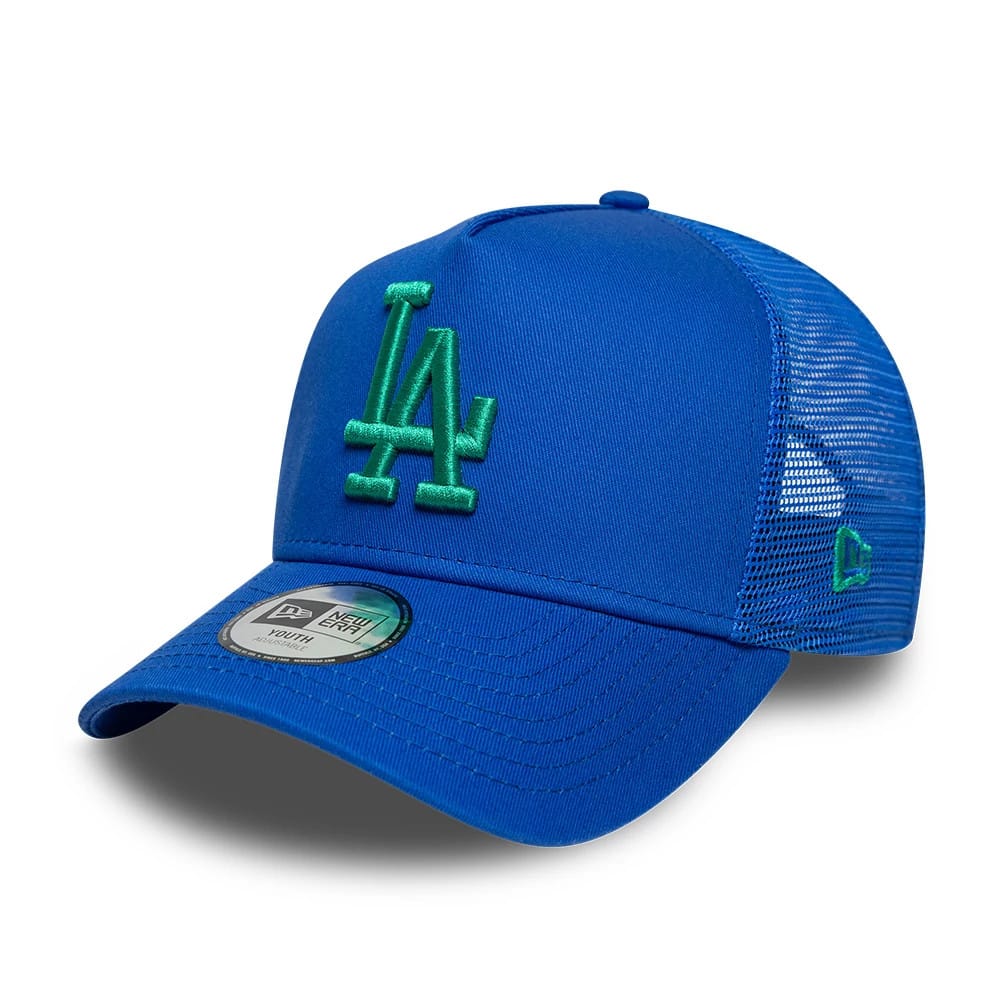 Dodgers Youth MLB League Essential Bright Blue 9FORTY A-Frame Trucker Adjustable Cap-klyvox