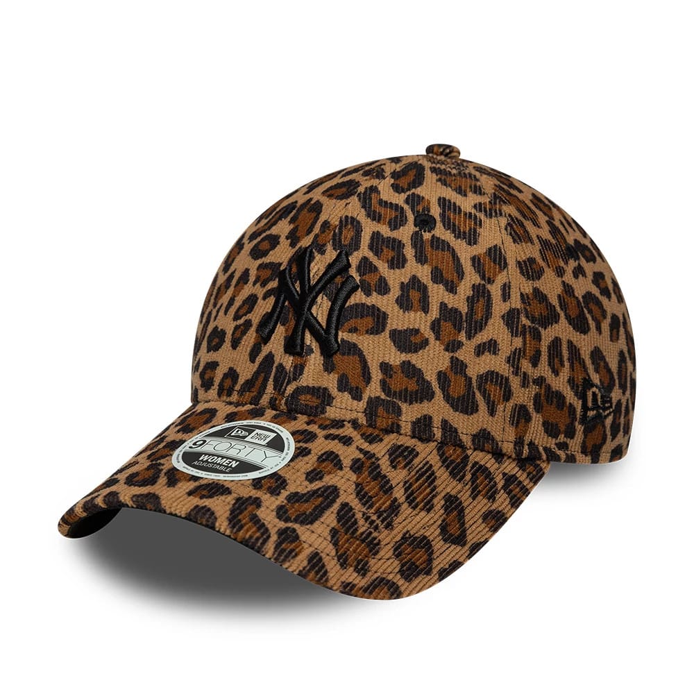 New York Yankees Womens MLB Leopard Cord Beige 9FORTY Adjustable Cap-klyvox