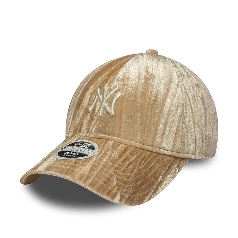 New York Yankees Womens MLB Velour Beige 9TWENTY Adjustable Cap-klyvox