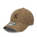 New York Yankees MLB Check Beige 9TWENTY A-Frame Adjustable Cap-klyvox
