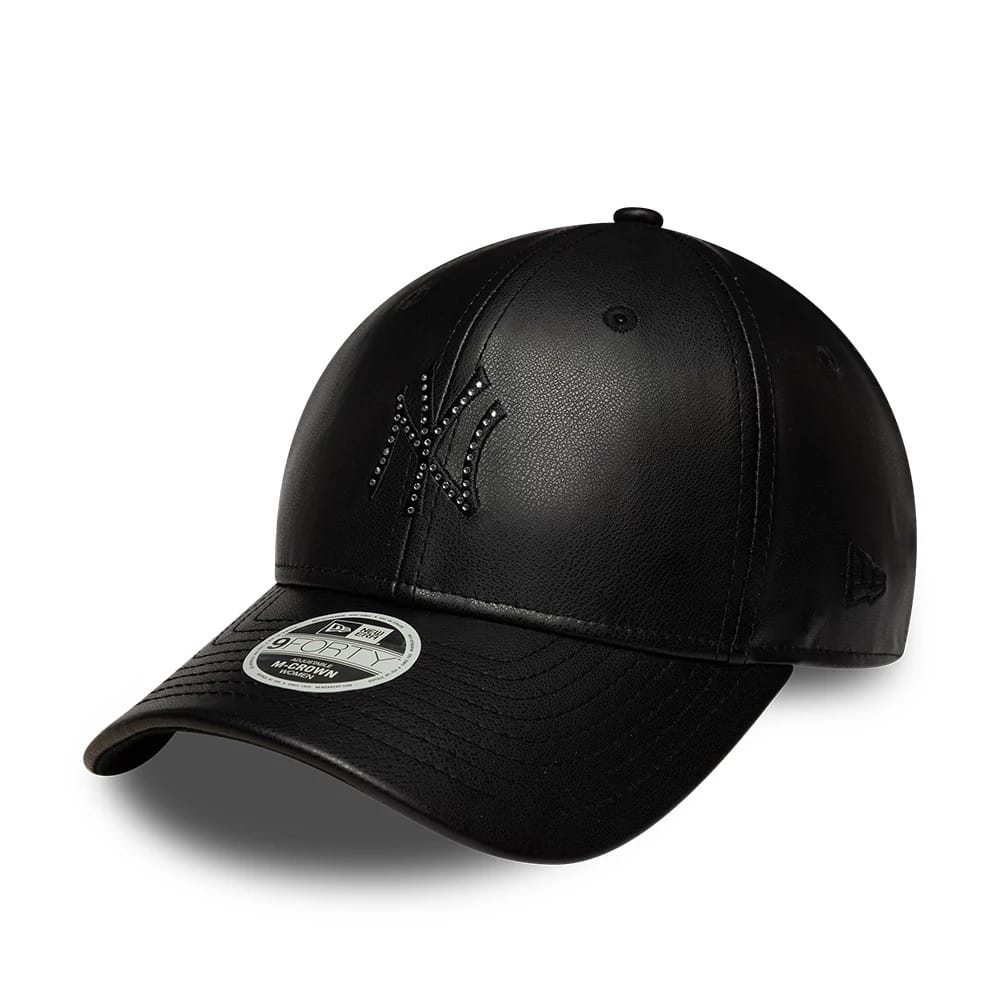 Yankees Womens MLB Diamante PU Black 9FORTY M-Crown Adjustable Cap-klyvox