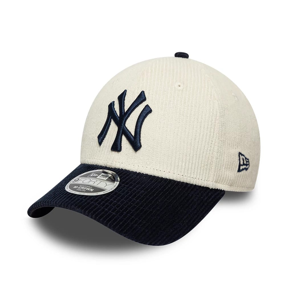 Yankees Youth MLB Cord White & Black 9FORTY M-Crown Adjustable Cap-klyvox