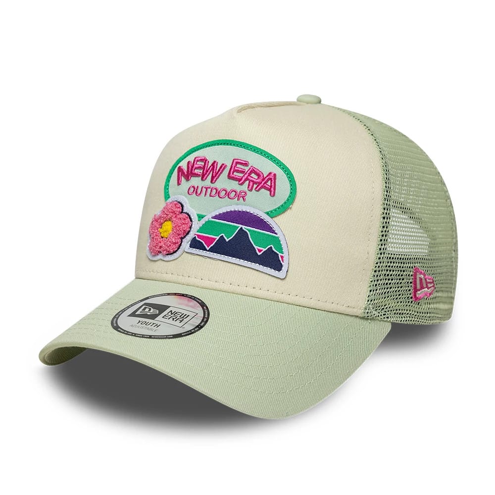 Youth New Era Outdoor Pastel Green 9FORTY A-Frame Trucker Adjustable Cap-klyvox