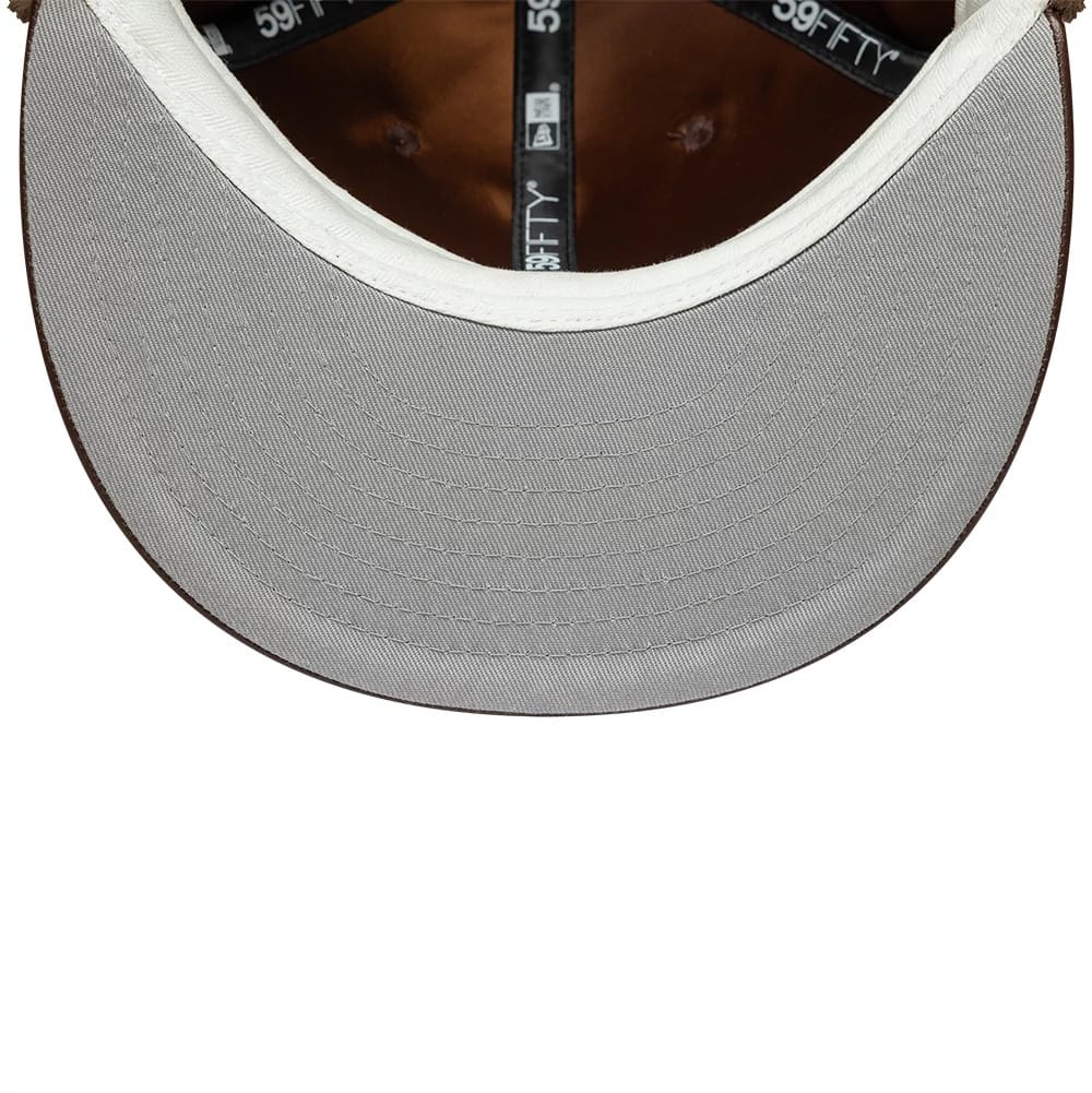 New York Yankees MLB Leather Brown Dogear 59FIFTY Fitted Cap-klyvox