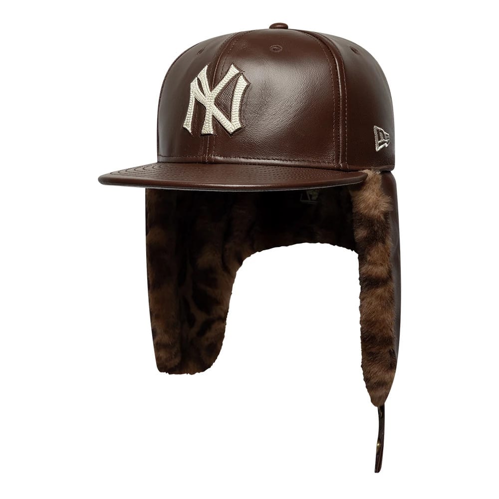 New York Yankees MLB Leather Brown Dogear 59FIFTY Fitted Cap-klyvox