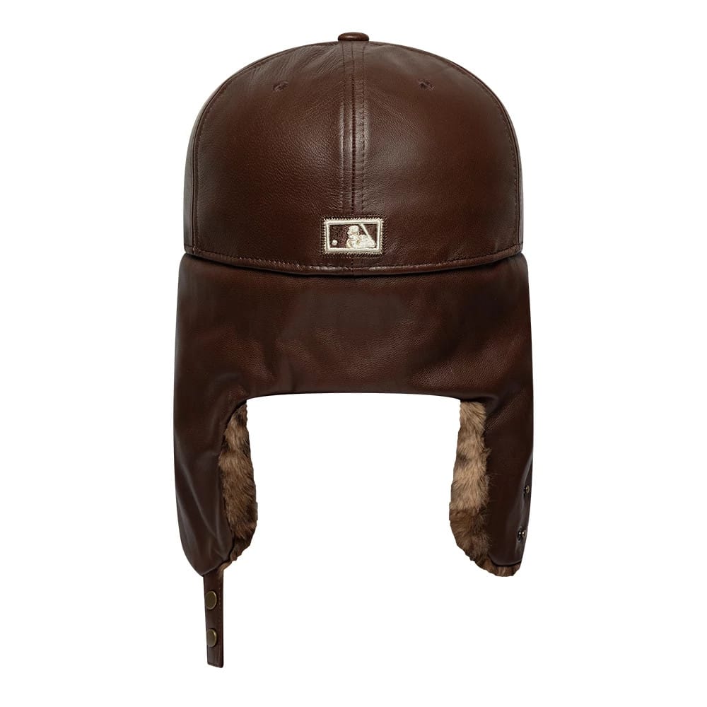 New York Yankees MLB Leather Brown Dogear 59FIFTY Fitted Cap-klyvox