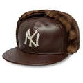 New York Yankees MLB Leather Brown Dogear 59FIFTY Fitted Cap-klyvox