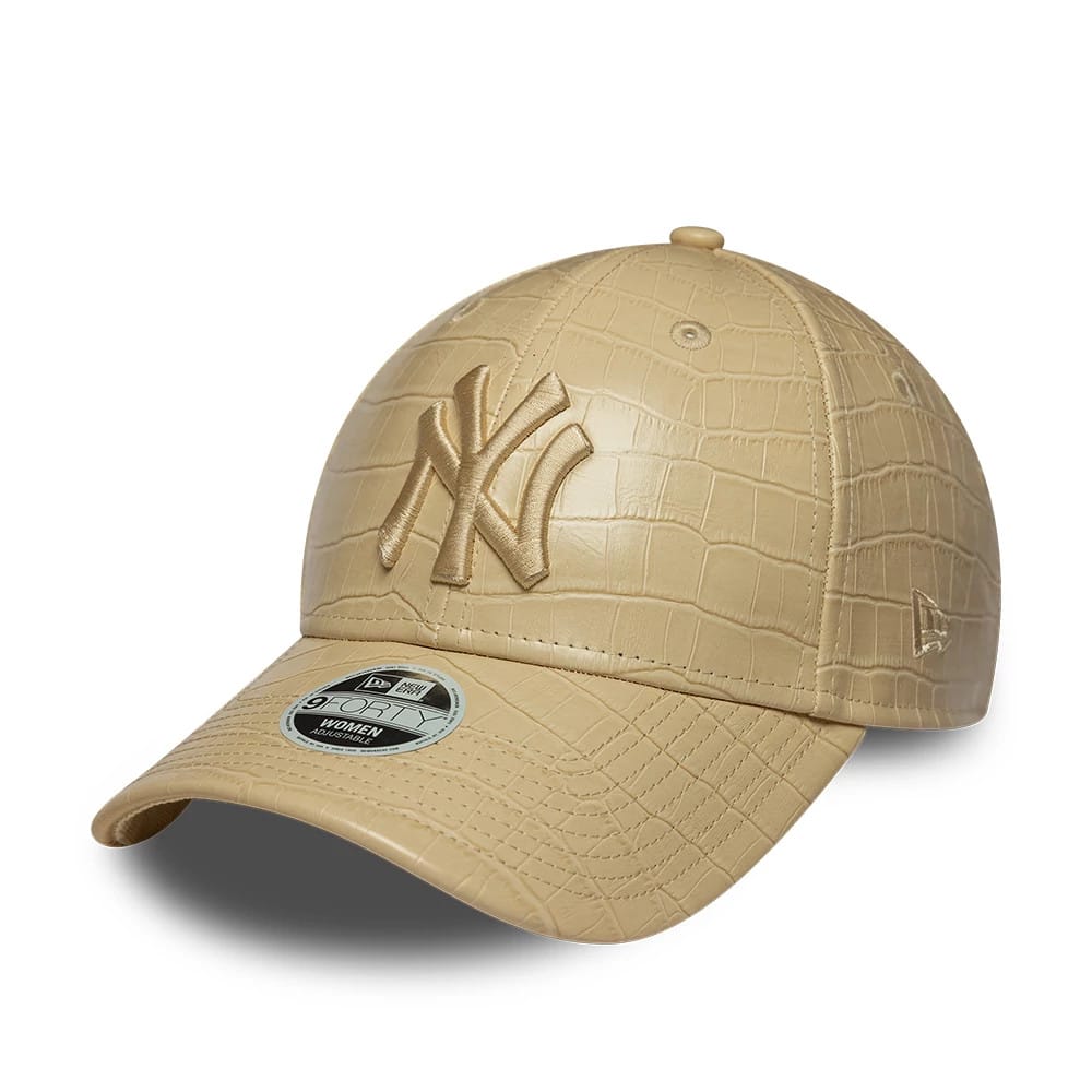 New York Yankees Womens MLB Pattern PU Light Beige 9FORTY Adjustable Cap-klyvox