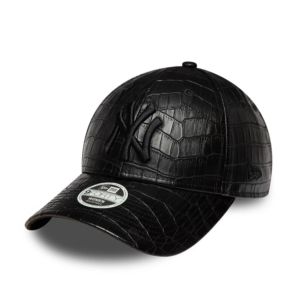 New York Yankees Womens MLB Pattern PU Black 9FORTY Adjustable Cap-klyvox