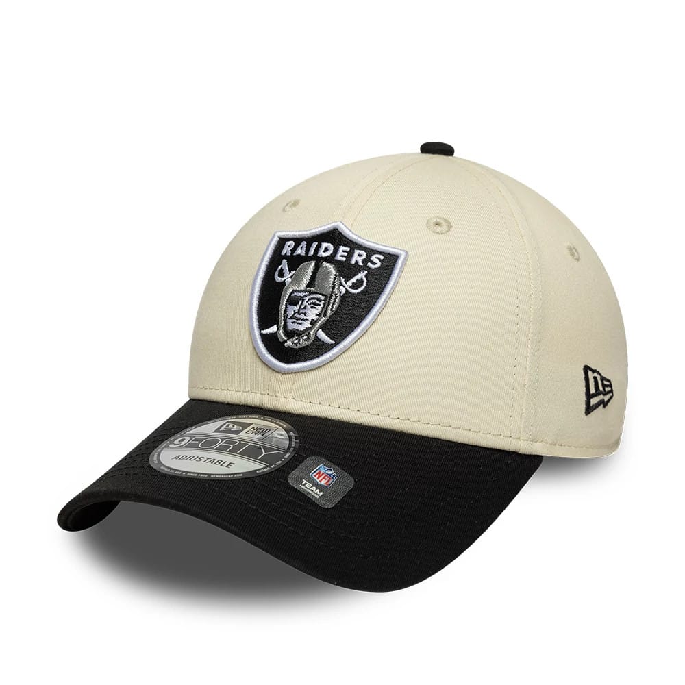 Las Vegas Raiders NFL Colourblock Cream & Black 9FORTY Adjustable Cap-klyvox