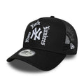 New York Yankees MLB Script Black 9FORTY A-Frame Trucker Adjustable Cap-klyvox