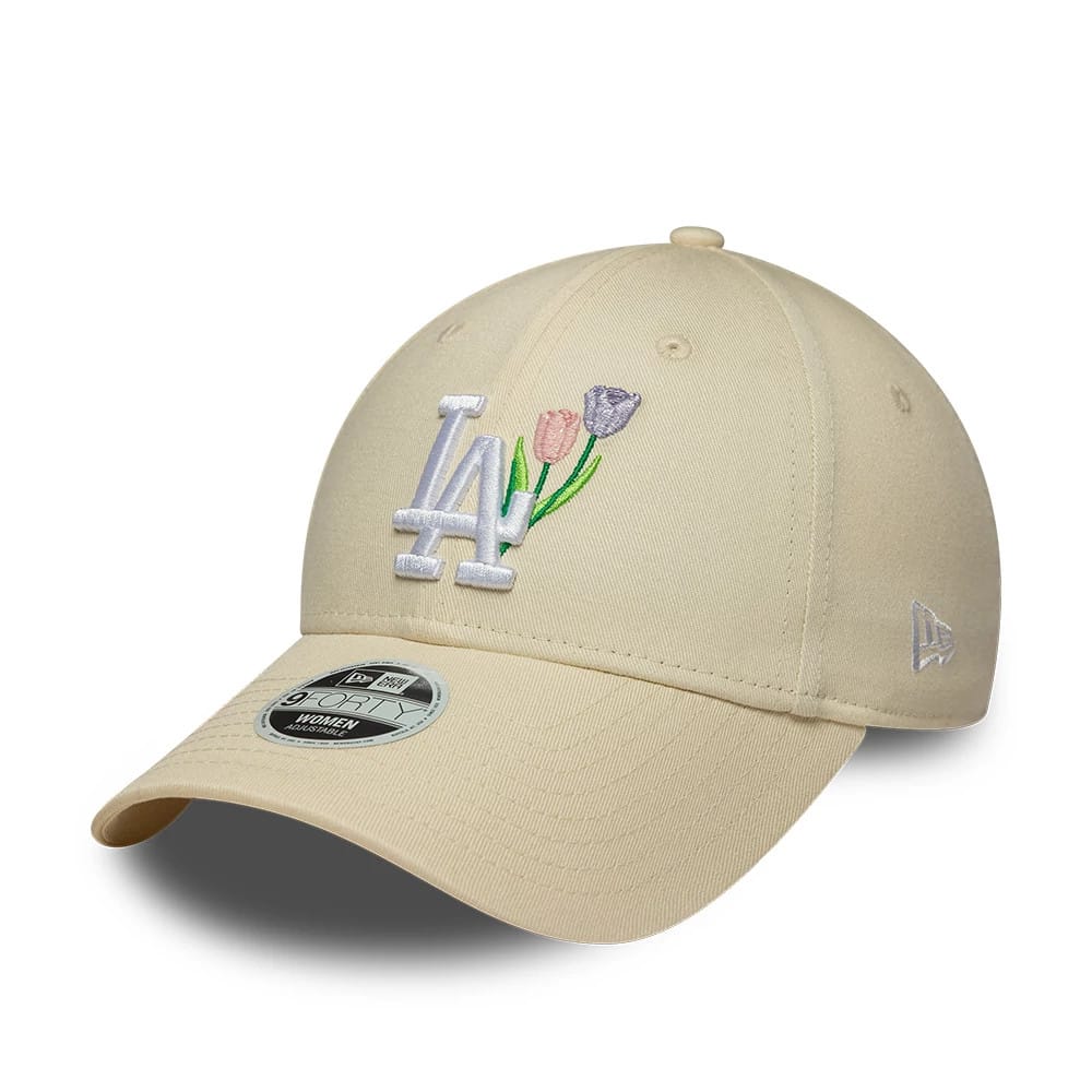 LA Dodgers Womens MLB Flower Icon Cream 9FORTY Adjustable Cap-klyvox