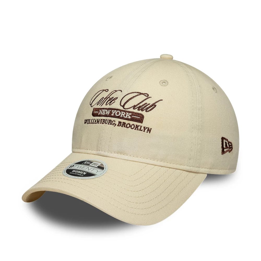 Womens New Era Café Slogan Cream 9TWENTY Adjustable Cap-klyvox