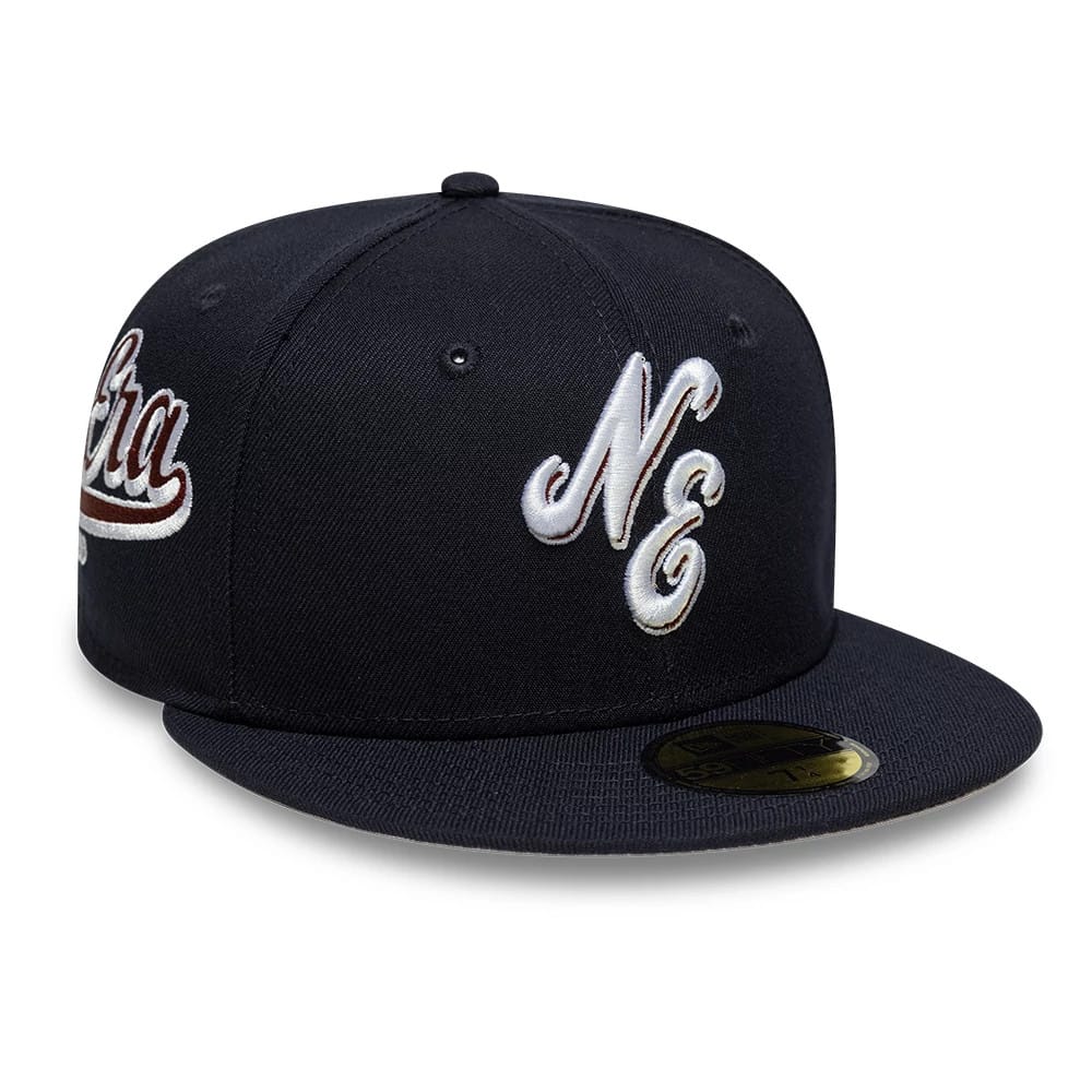 New Era Heritage Script Navy 59FIFTY Fitted Cap-klyvox