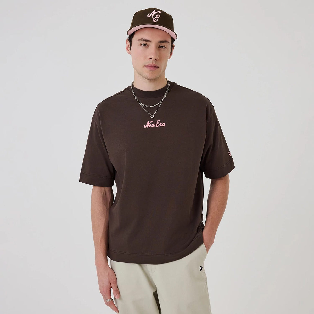 New Era Love Graphic Dark Brown T-Shirt-klyvox