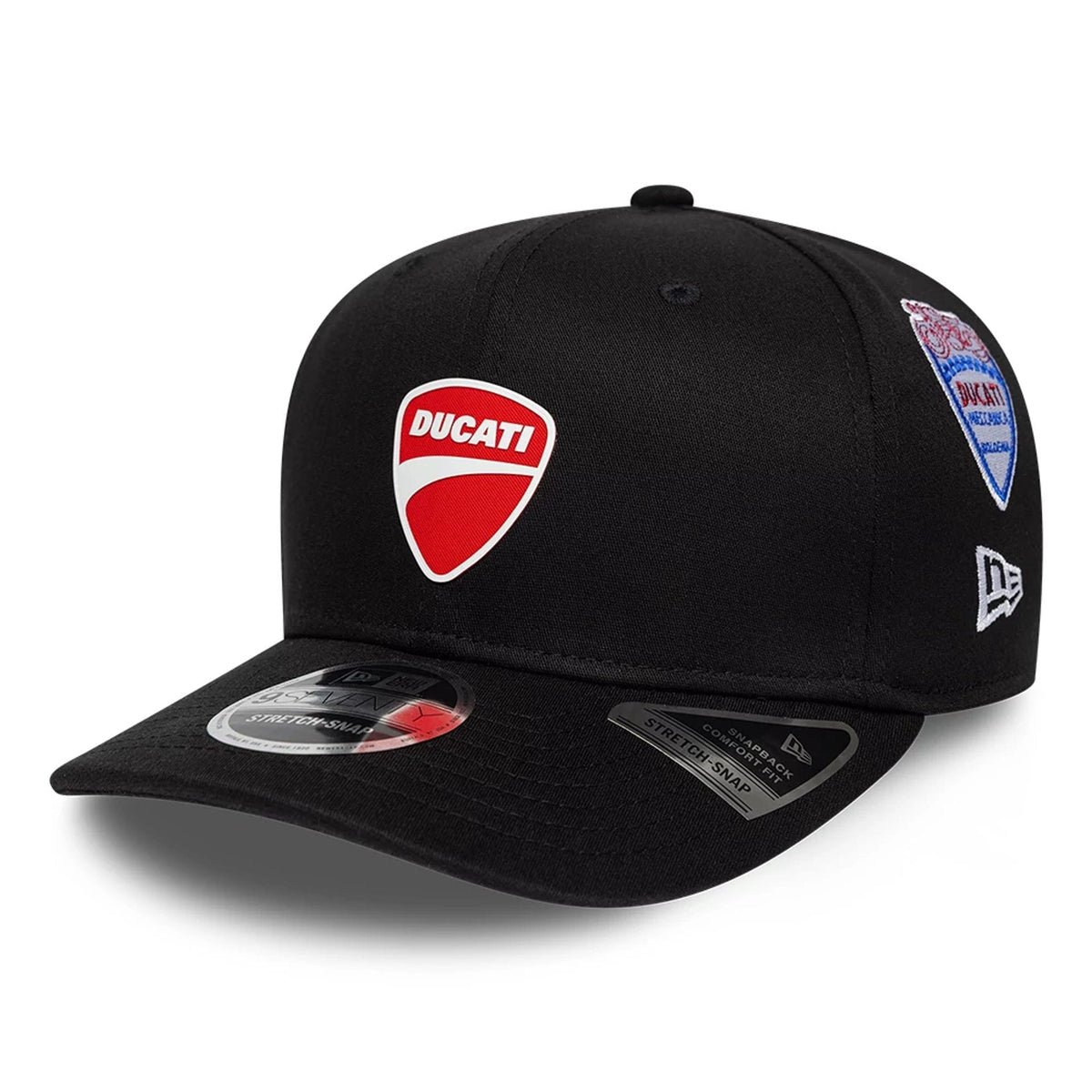 Ducati Motor Logo Patch Black 9SEVENTY Stretch Snap Adjustable Cap-klyvox