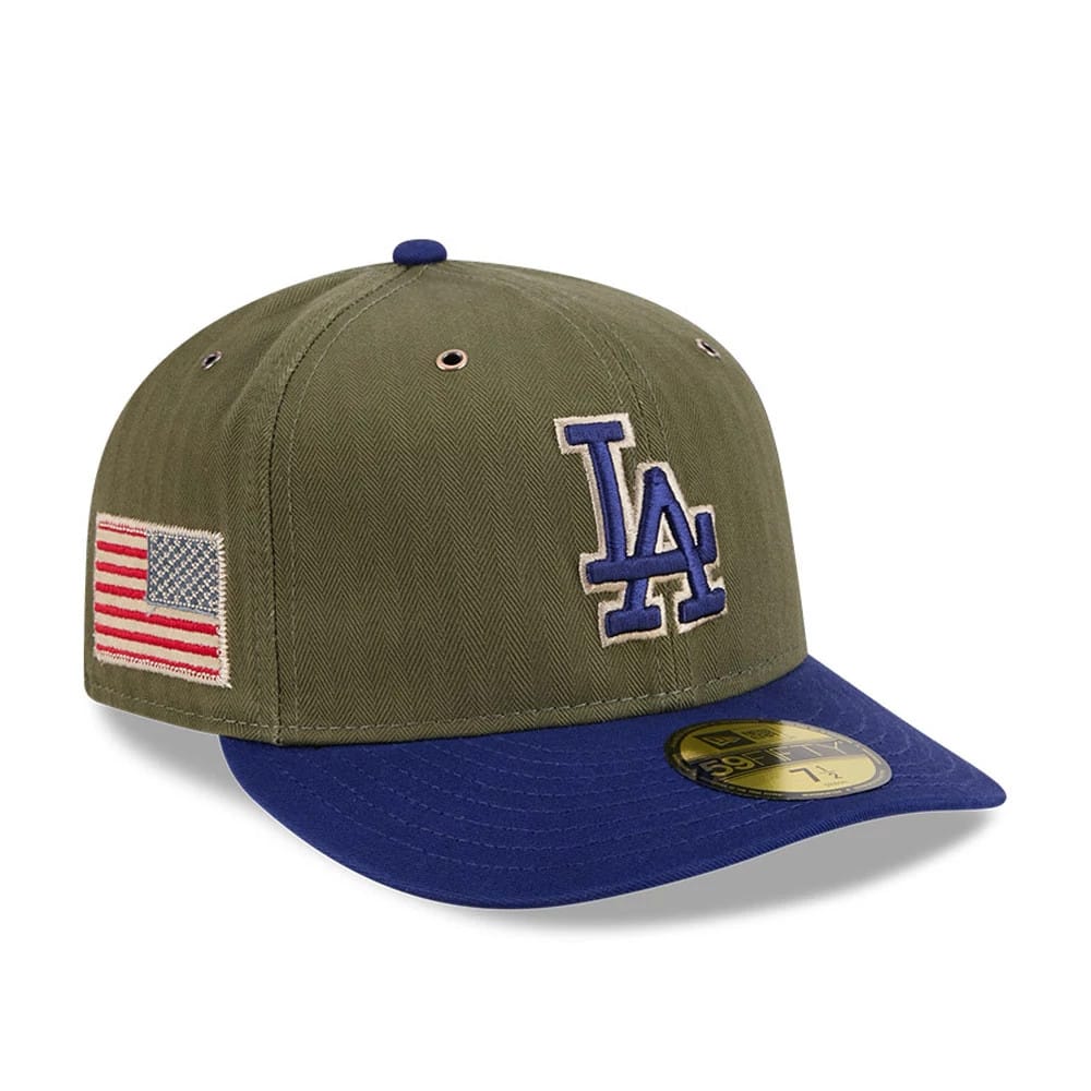 LA Dodgers MLB American Herringbone Green 59FIFTY Fitted Cap-klyvox