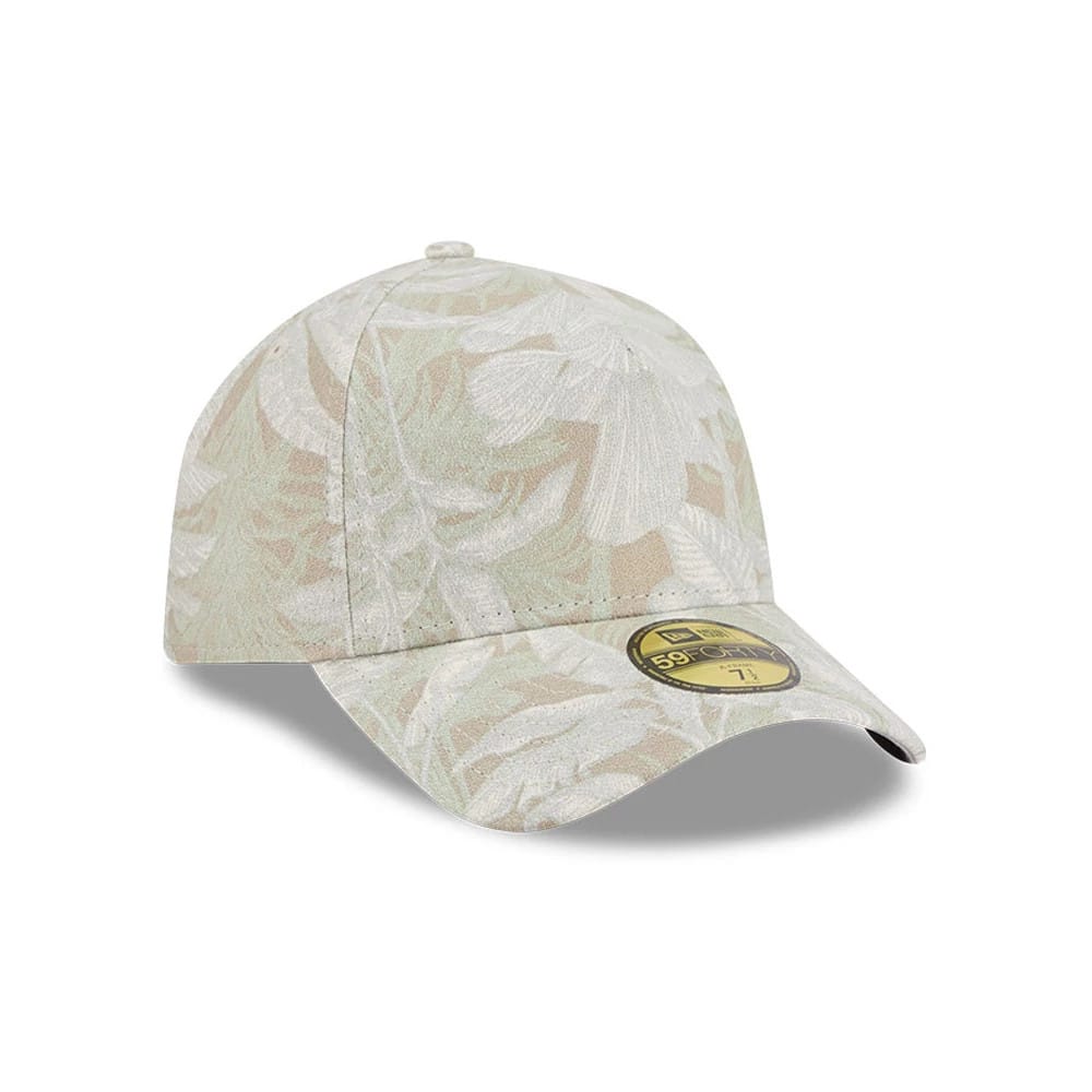 New Era Leafy Palm Light Beige 59FORTY A-Frame Fitted Cap-klyvox