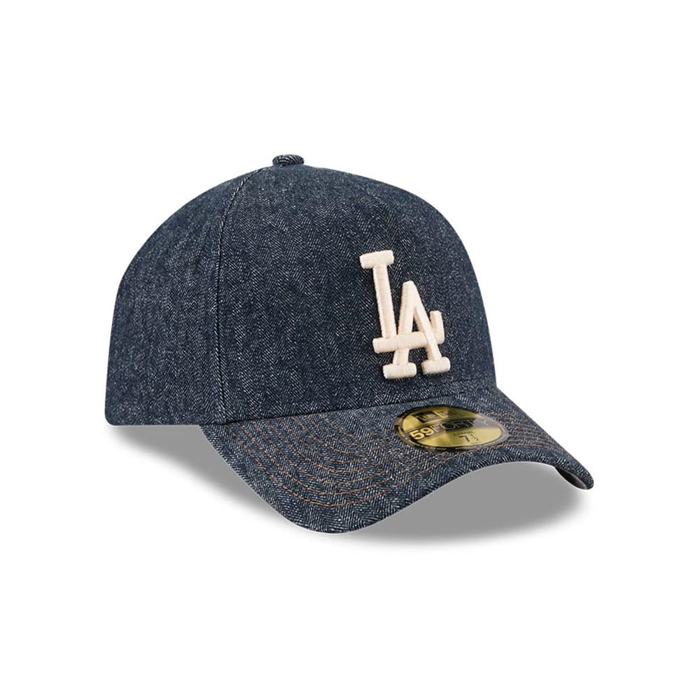 Dodgers MLB Herringbone Denim Navy 59FORTY A-Frame Fitted Cap-klyvox