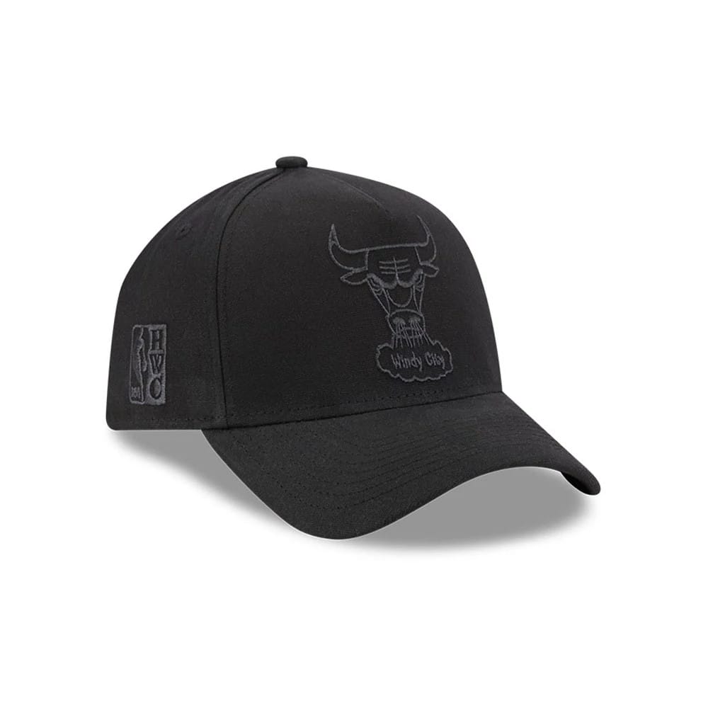 Bulls NBA Waxy Canvas Black 59FORTY A-Frame Fitted Cap-klyvox