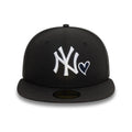 New York Yankees MLB Heart Icon Black 59FIFTY Fitted Cap-klyvox