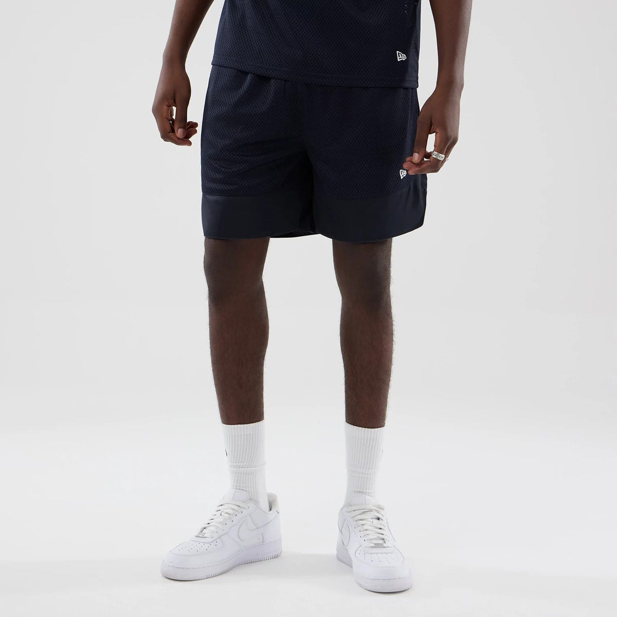 New Era Mesh Navy Oversized Shorts-klyvox