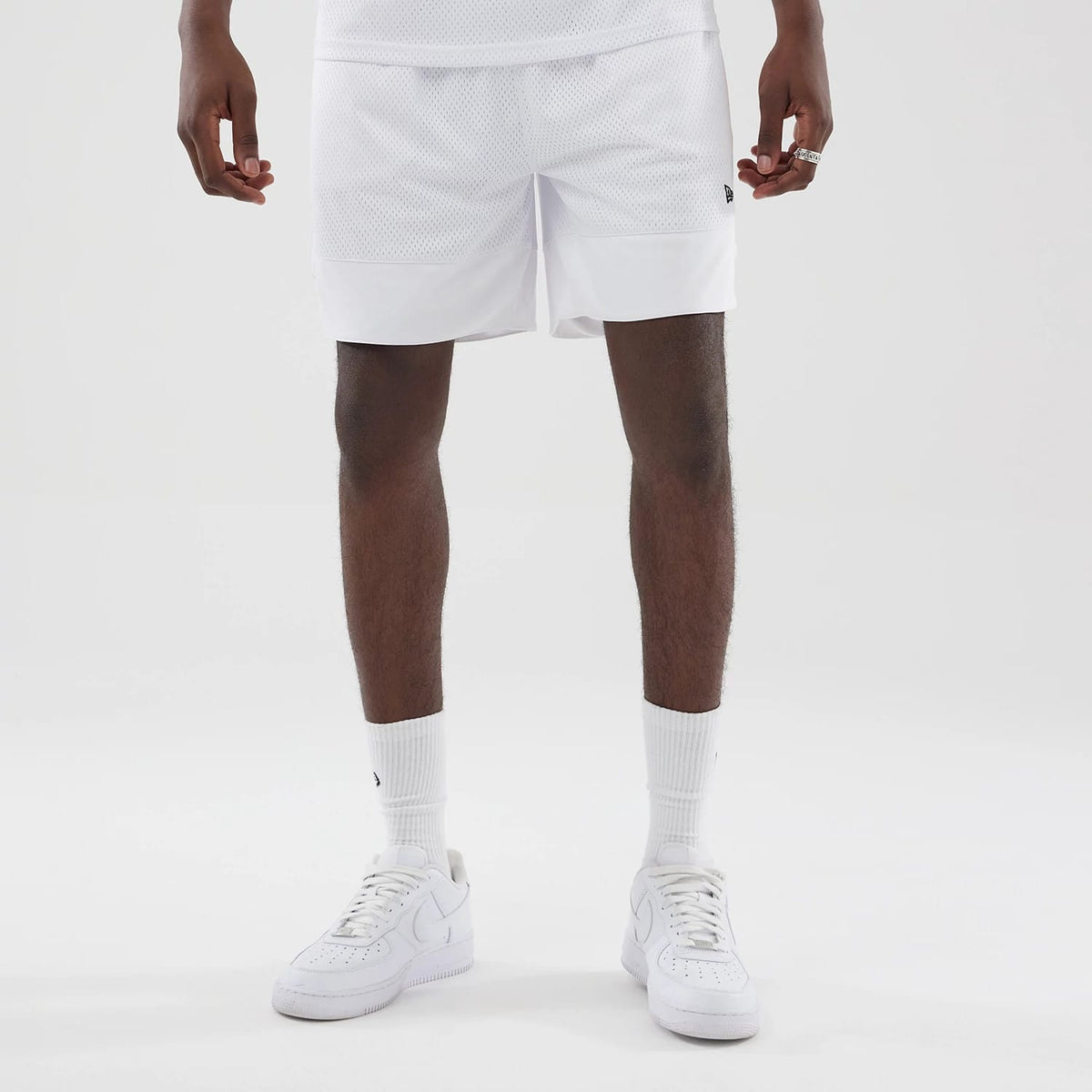 New Era Mesh White Oversized Shorts-klyvox