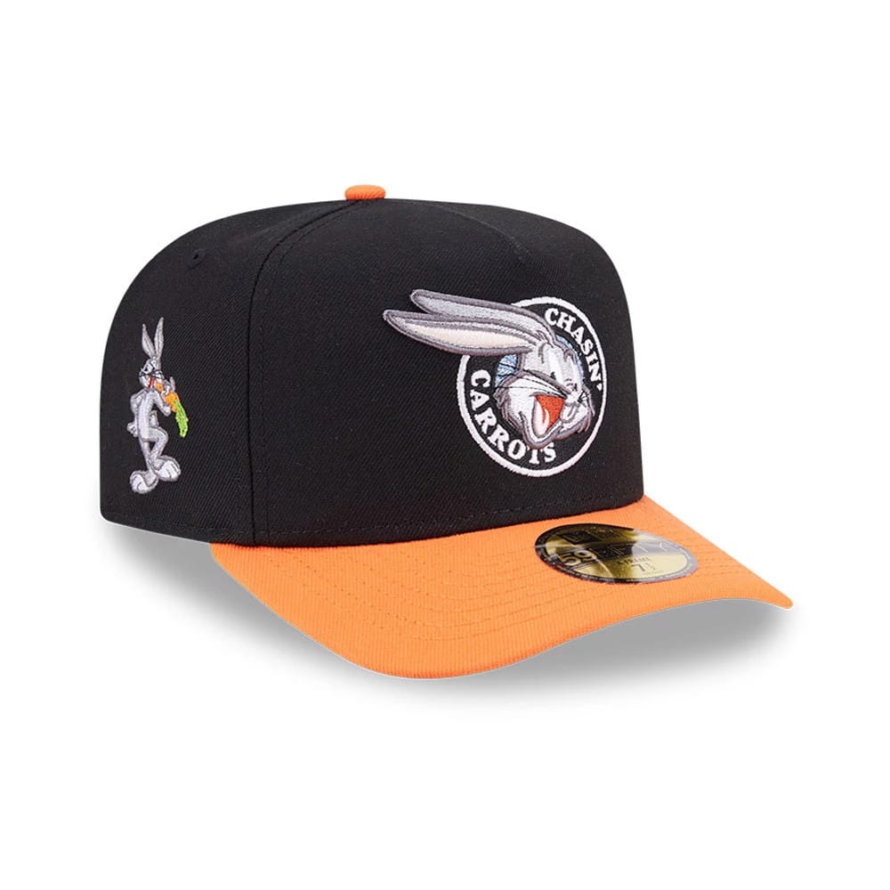 Bugs Bunny Looney Tunes Chasin Carrots Black 59FIFTY A-Frame Fitted Cap-klyvox