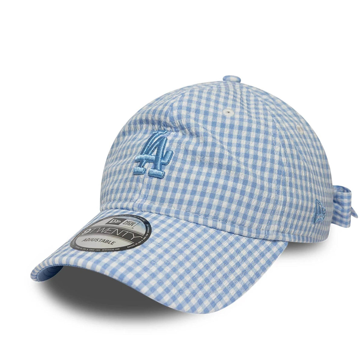 LA Dodgers MLB Gingham Bowback Pastel Blue 9TWENTY Adjustable Cap-klyvox