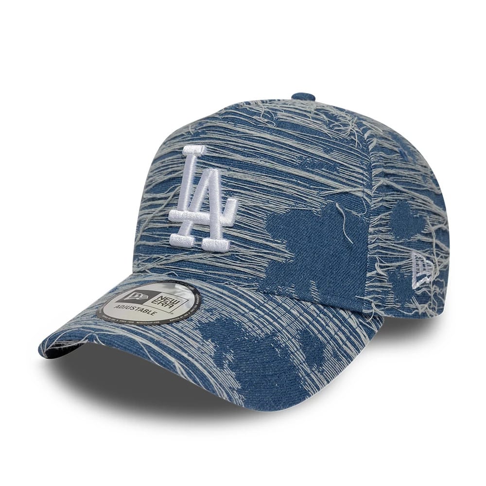 LA Dodgers MLB Distressed Denim Blue 9FORTY E-Frame Adjustable Cap-klyvox