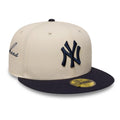 New York Yankees MLB Side Script Cream & Navy 59FIFTY Fitted Cap-klyvox