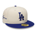 LA Dodgers MLB Side Script Cream & Blue 59FIFTY Fitted Cap-klyvox