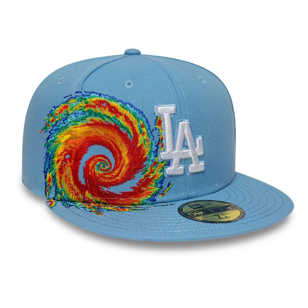 LA Dodgers MLB Storm Pattern Pastel Blue 59FIFTY Fitted Cap-klyvox