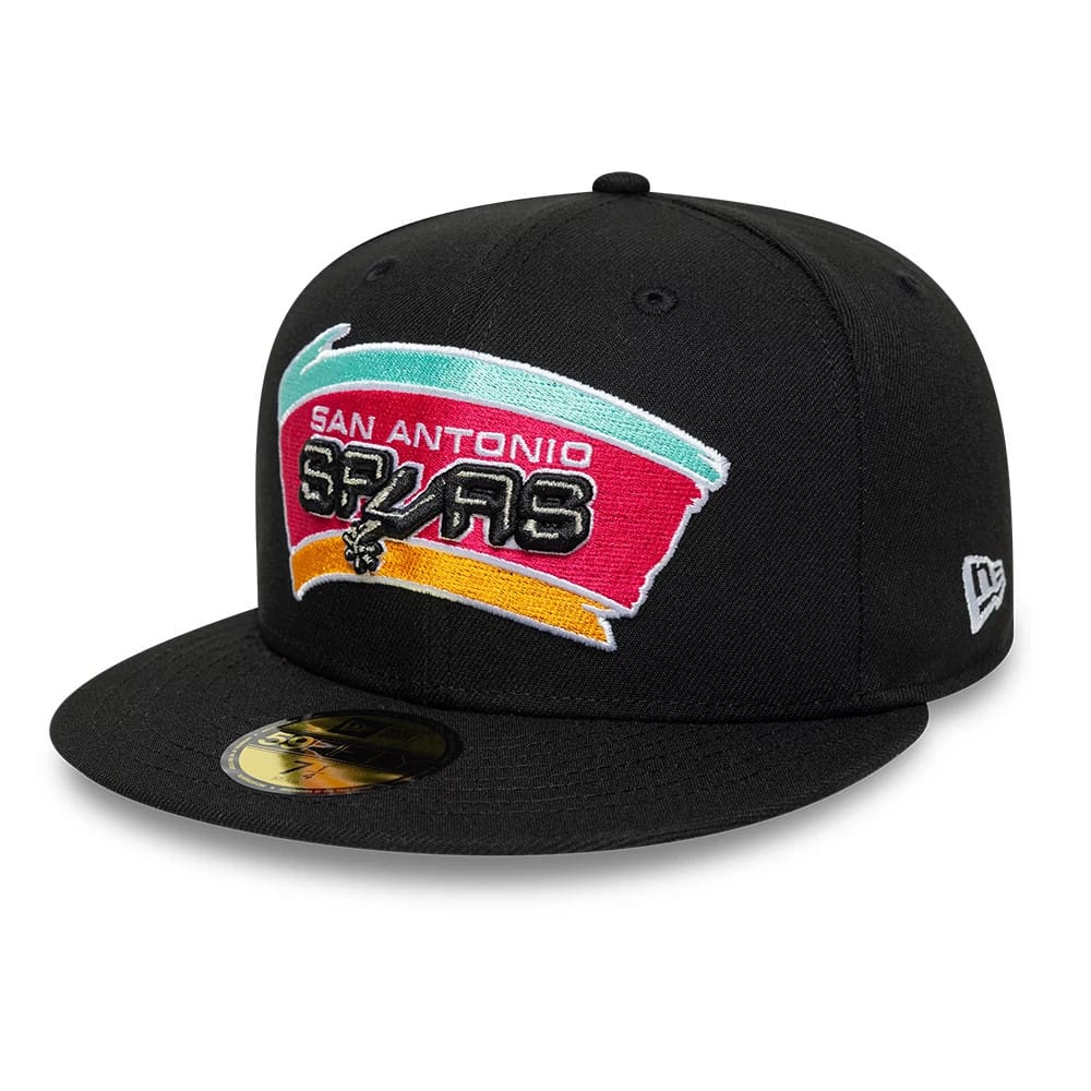 San Antonio Spurs NBA Hardwood Classic Black 59FIFTY Fitted Cap-klyvox