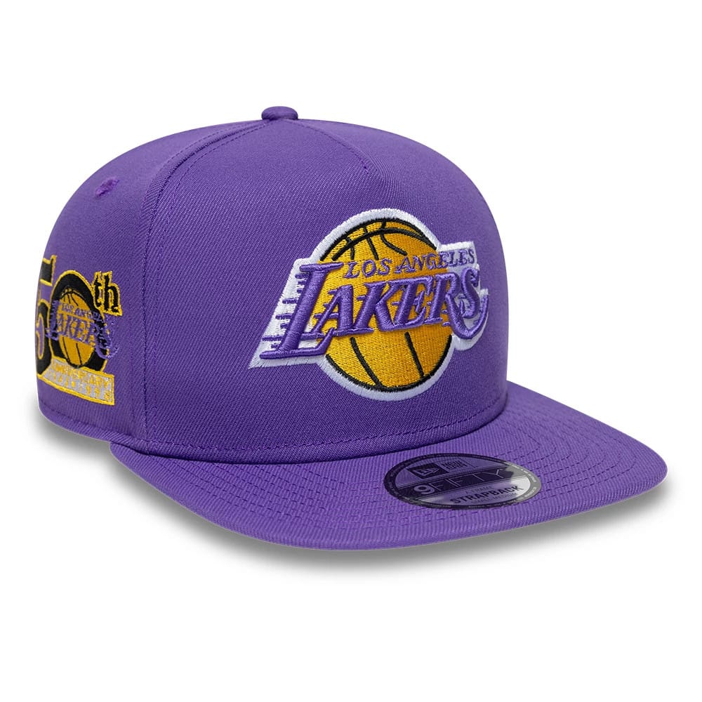 LA Lakers NBA Hardwood Classic Purple 9FIFTY A-Frame Snapback Adjustable Cap-klyvox