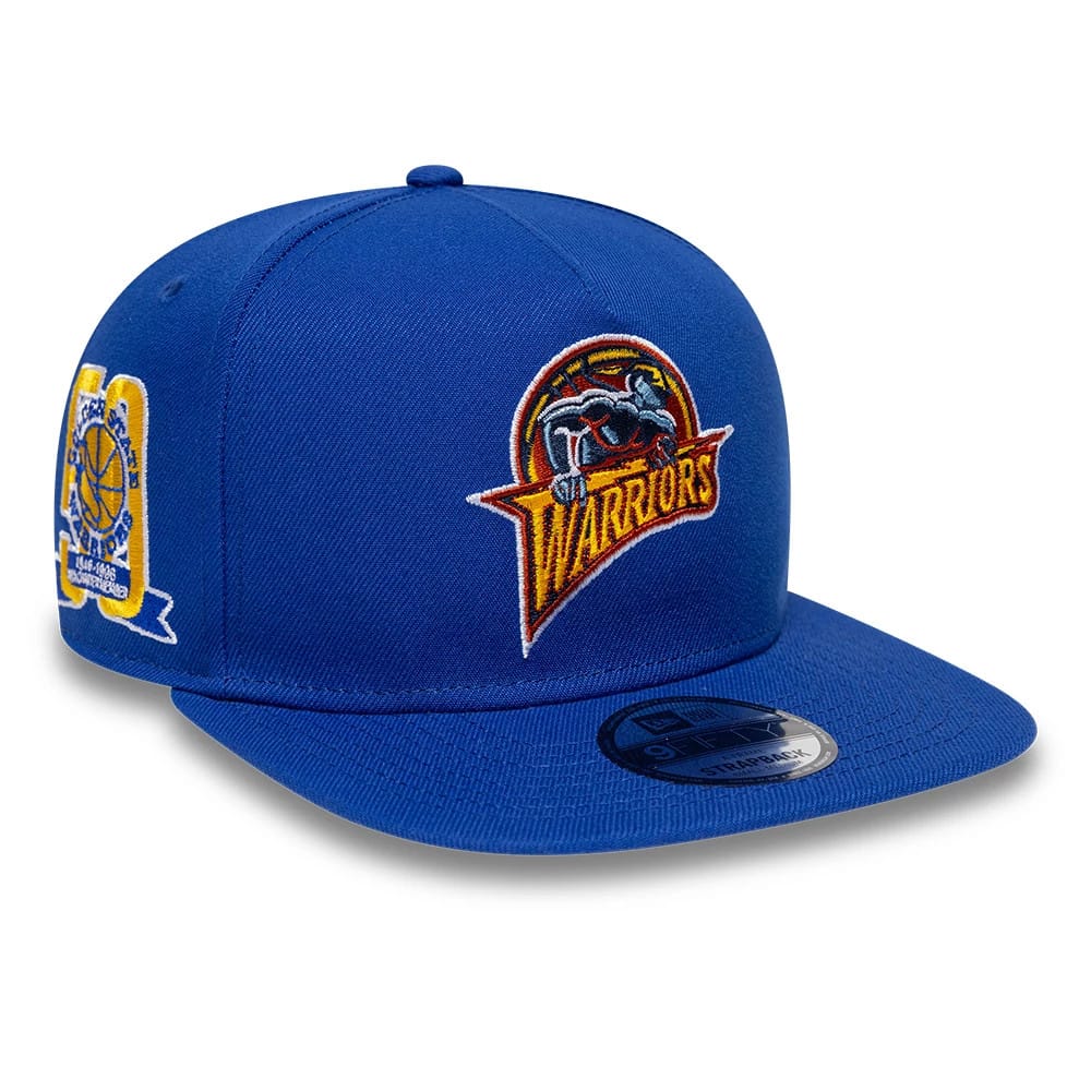 Golden State Warriors NBA Hardwood Classic Blue 9FIFTY A-Frame Snapback Adjustable Cap-klyvox