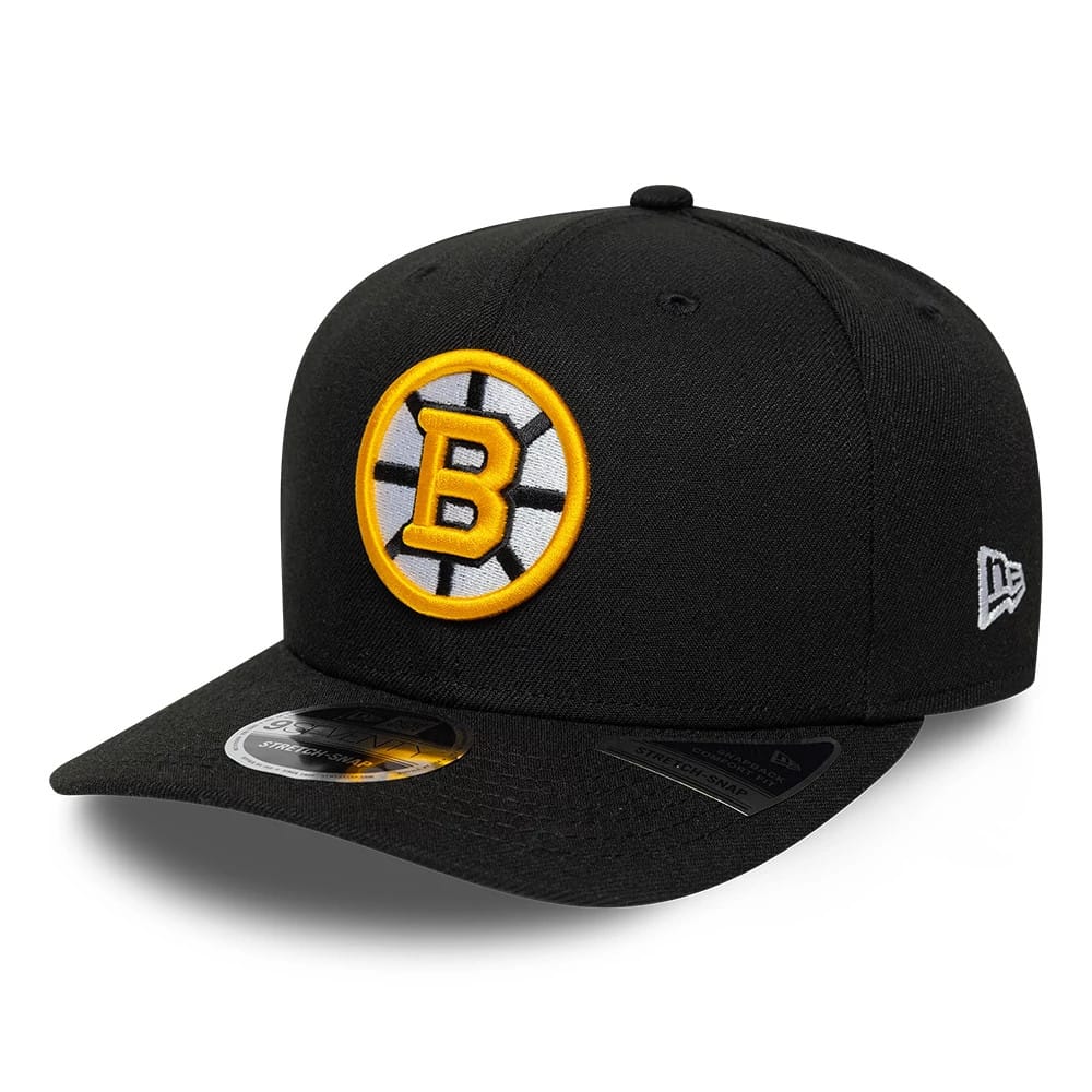 Boston Bruins NHL Team Black 9SEVENTY Stretch Snap Adjustable Cap-klyvox