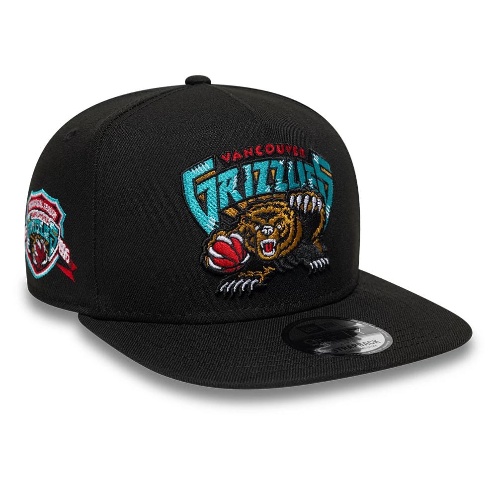 Vancouver Grizzlies NBA Hardwood Classic Black 9FIFTY A-Frame Snapback Adjustable Cap-klyvox